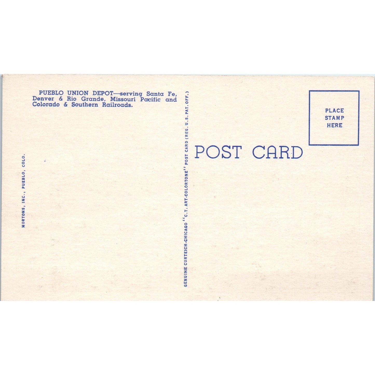 Pueblo Union Depot Pueblo Colorado Original Postcard P2-11