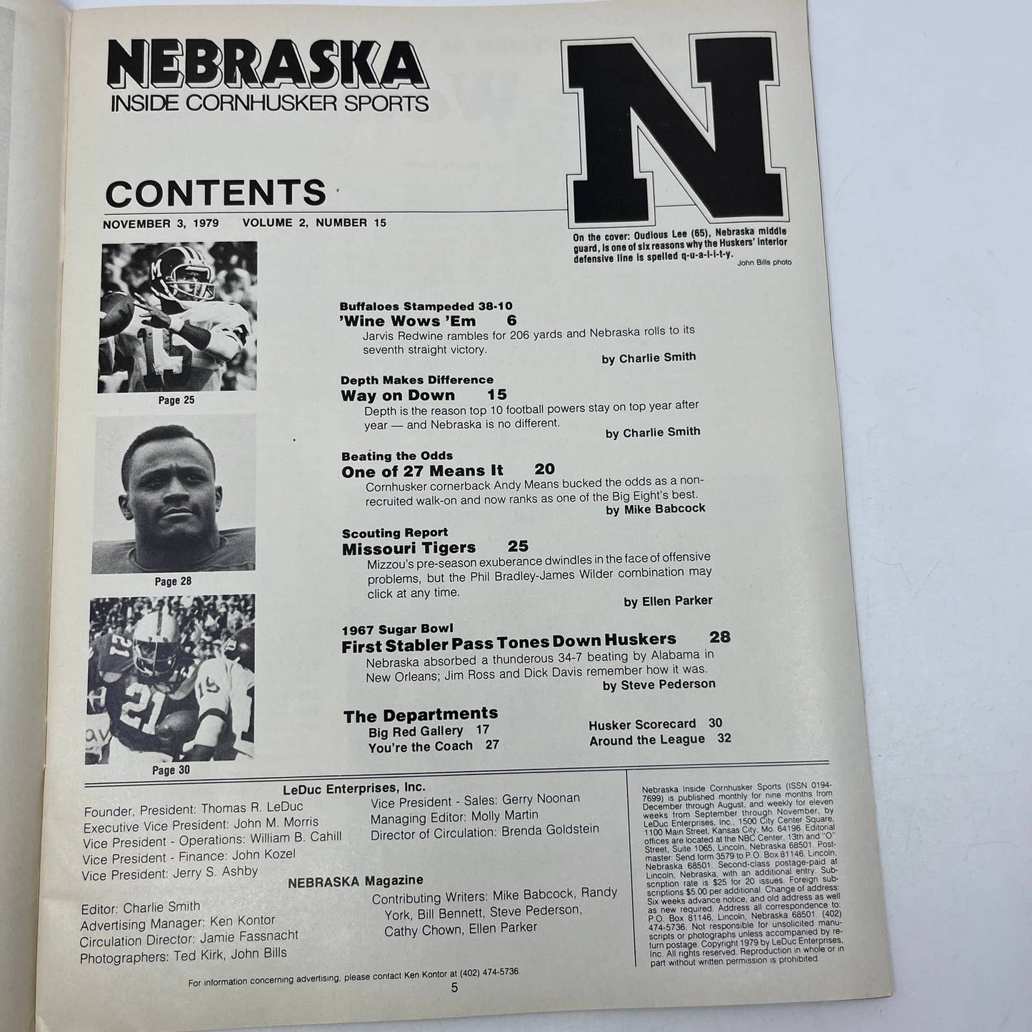 1979 Nov 3 - Nebraska Inside Cornhusker Sports Magazine - Oudious Lee TH7