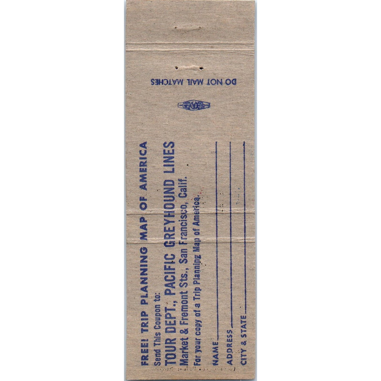 Greyhound Bus Thru-Express Service 1950s Advertising Matchbook Cover MM9-2