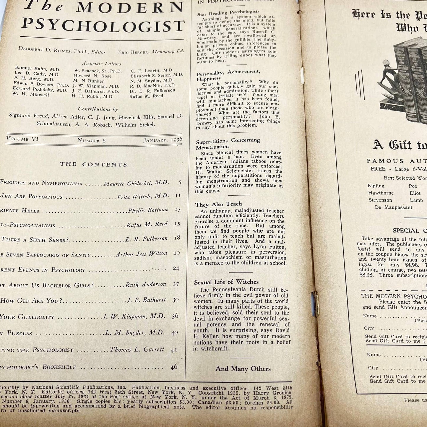 1936 January - The Modern Psychologist Magazine Dagobert D. Runes TF3