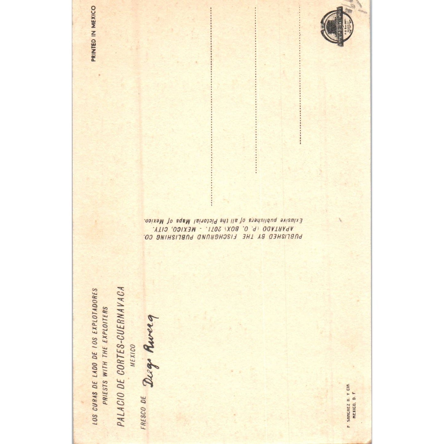 Palacio De Cortés-Cuernavaca Fresco de Diego Rivera Original Postcard TK1-P20