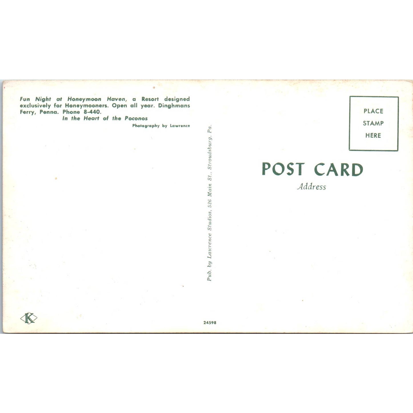 Vintage Postcard Fun Night at Honeymoon Haven Dingmans Ferry PA TD8-P2