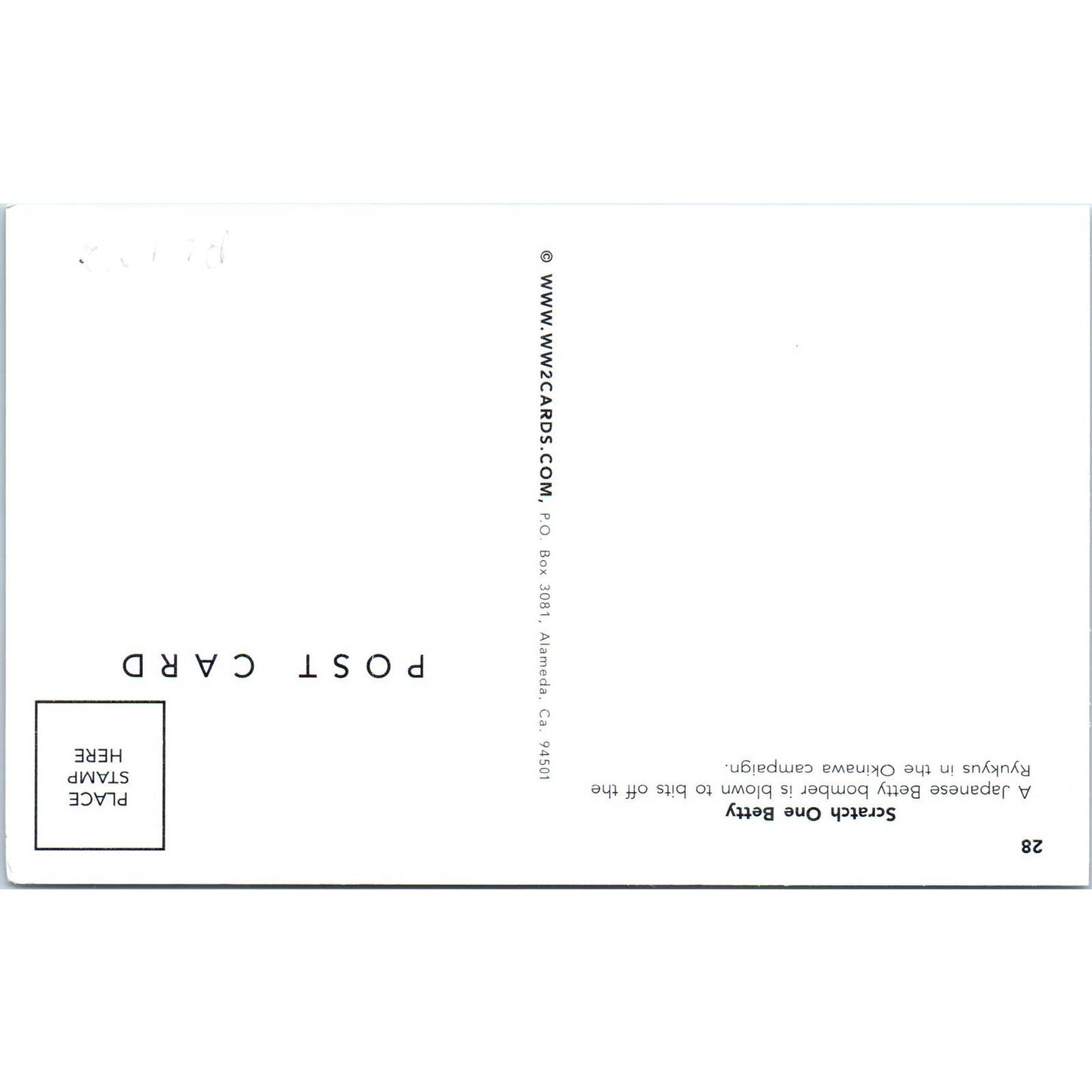 Japanese Betty Bomber Destroyed off Ryukyus Okinawa Campaign Postcard TK1-22