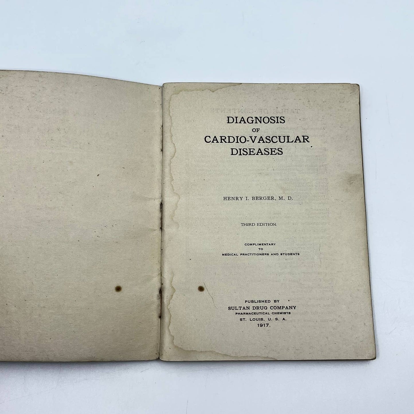 1917 Diagnosis of Cardio-Vascular Diseases - Dr. Henry Berger Medicine Heart TE7
