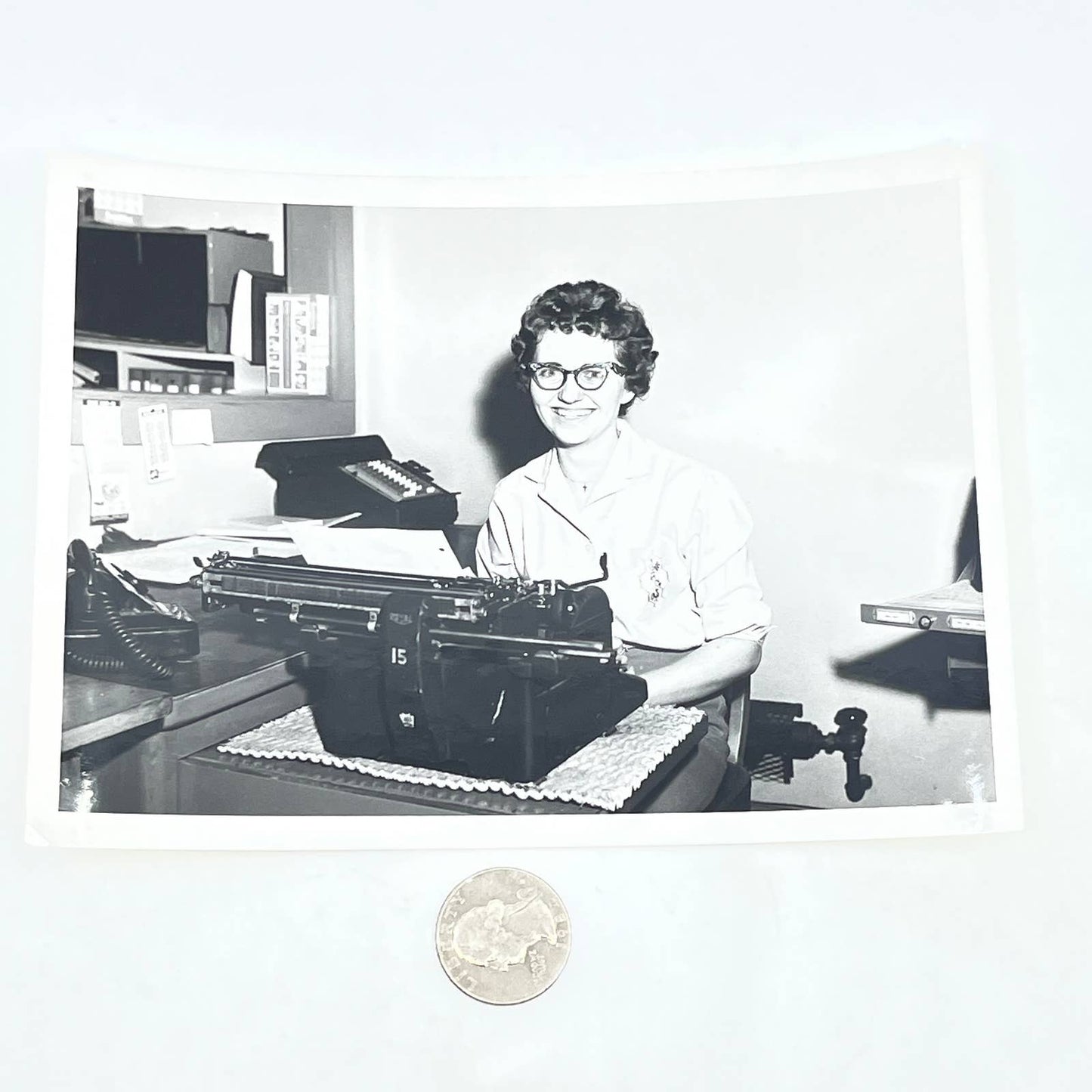 1950s Secretary Office Photograph Royal Typewriter 5x7" AB7