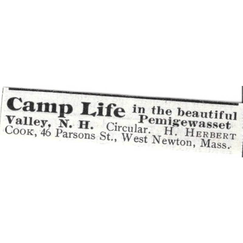 Pemigewasset Valley NH Camp Life H. Herbert - 1903 Original Ad TJ8-7-1