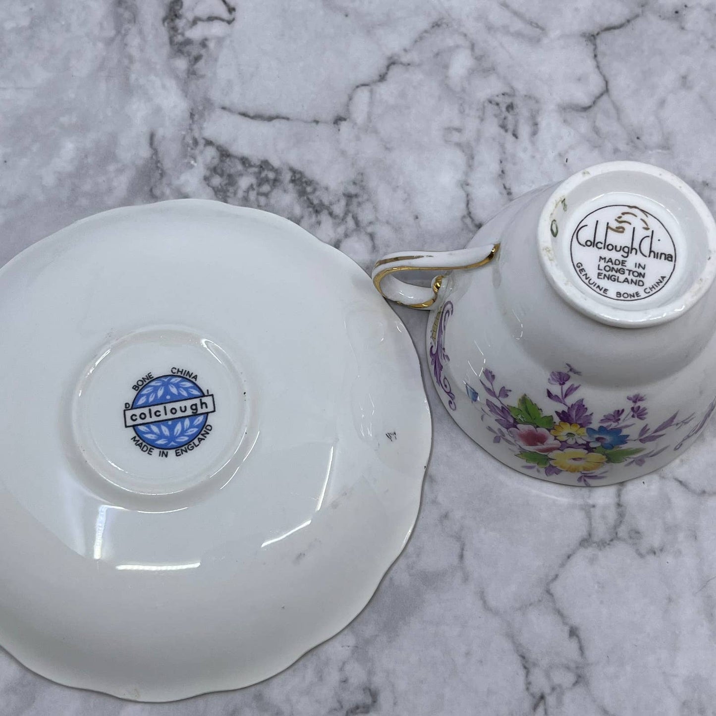 Colclough Teacup and Saucer Genuine Bone China Made In Longton Floral Design TD1
