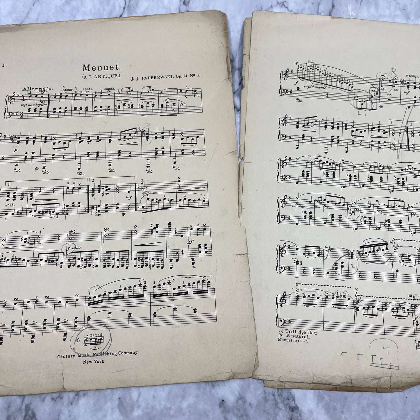 Antique Sheet Music - Menuett Lantique OP.14 No.1 Paderewski No.315 TH1