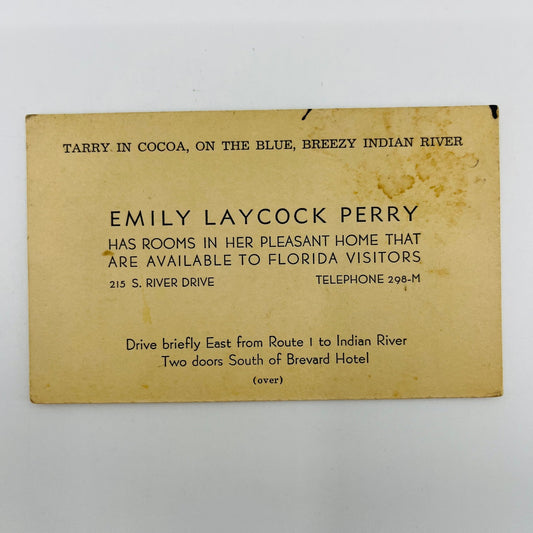 1900s Victorian Business Card Emily Laycock Perry Inn at Chautauqua NY AH9-M7
