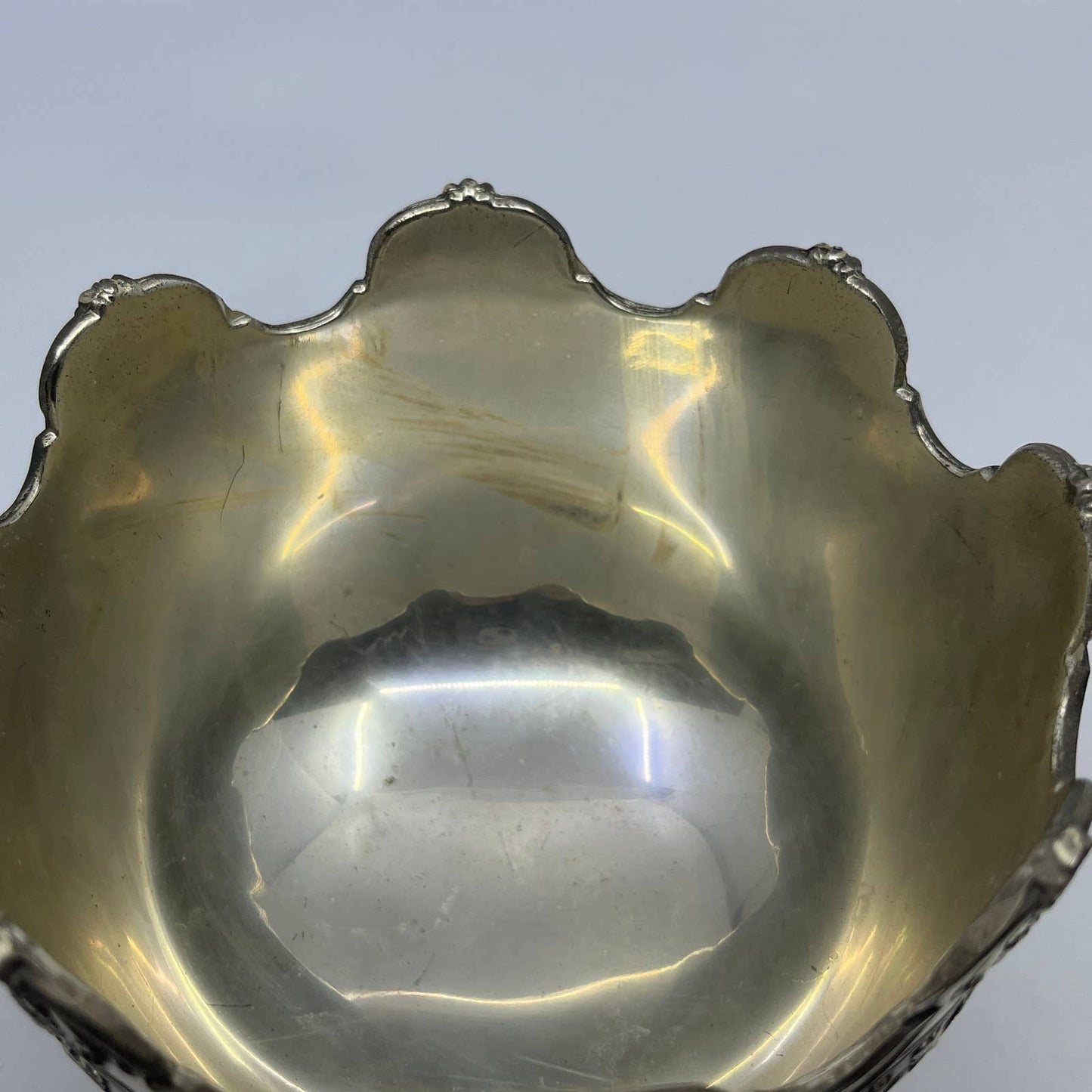 French Silver Plated Chiller Bowl Lion Heads & Grapes Motif Centerpiece 5" TG7