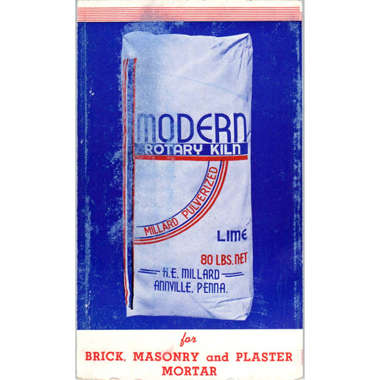 1940s H.E. Millard Pulverized Modern Rotary Kiln Lime Brochure Annville PA SE5