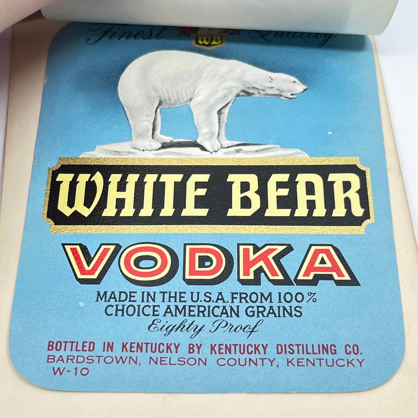 White Bear Vodka Label Set of 4 Kentucky Distilling Co. Bardstown