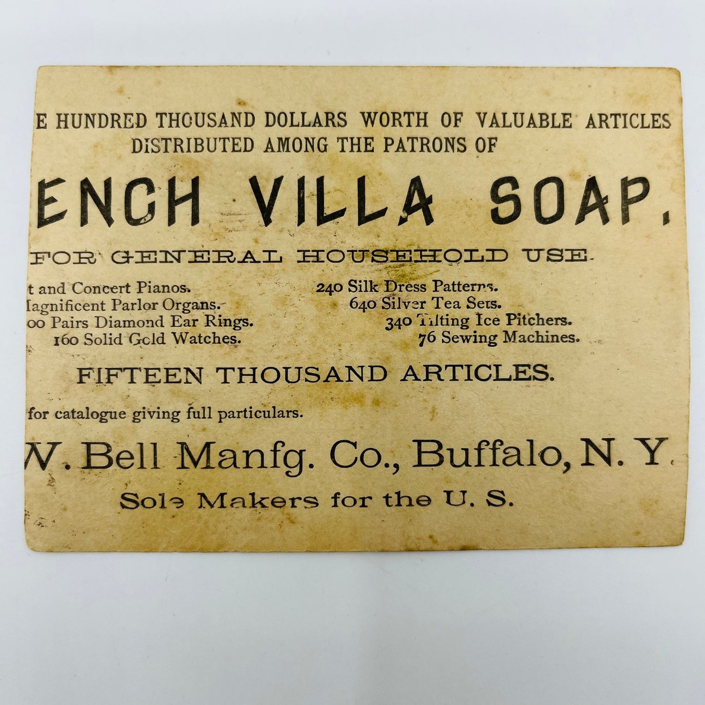 1880s Victorian Trade Card French Villa Bell Buffalo NY Children Sledding AH9-M8