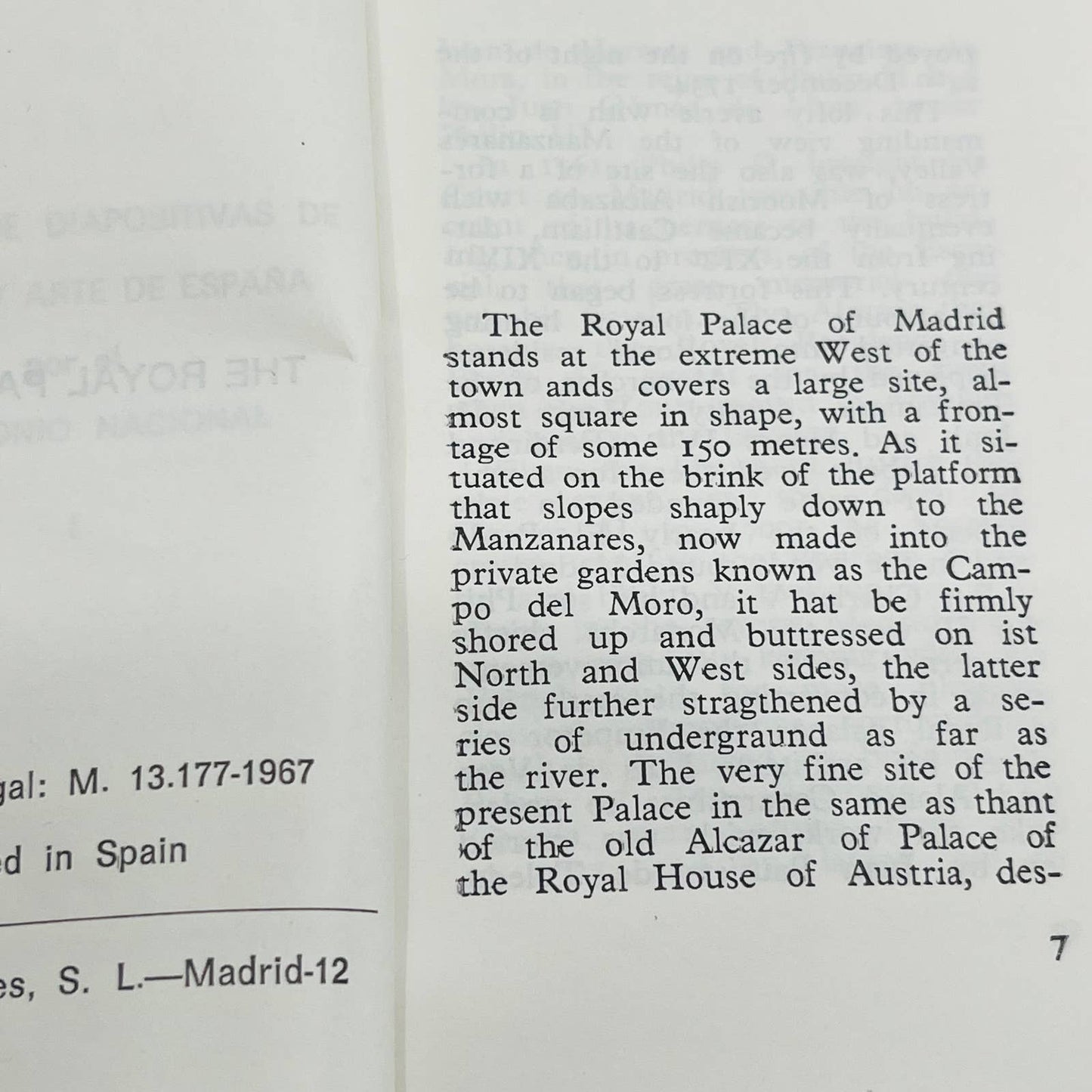 1967 The Royal Palace of Madrid Commentary By MLS Tomorrow II Spain Booklet EA2