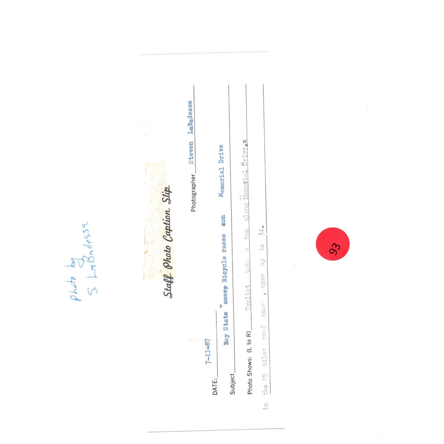 1987 Press Photo Bay State Bicycle Races on Memorial Drive Miami 8x10" AD3