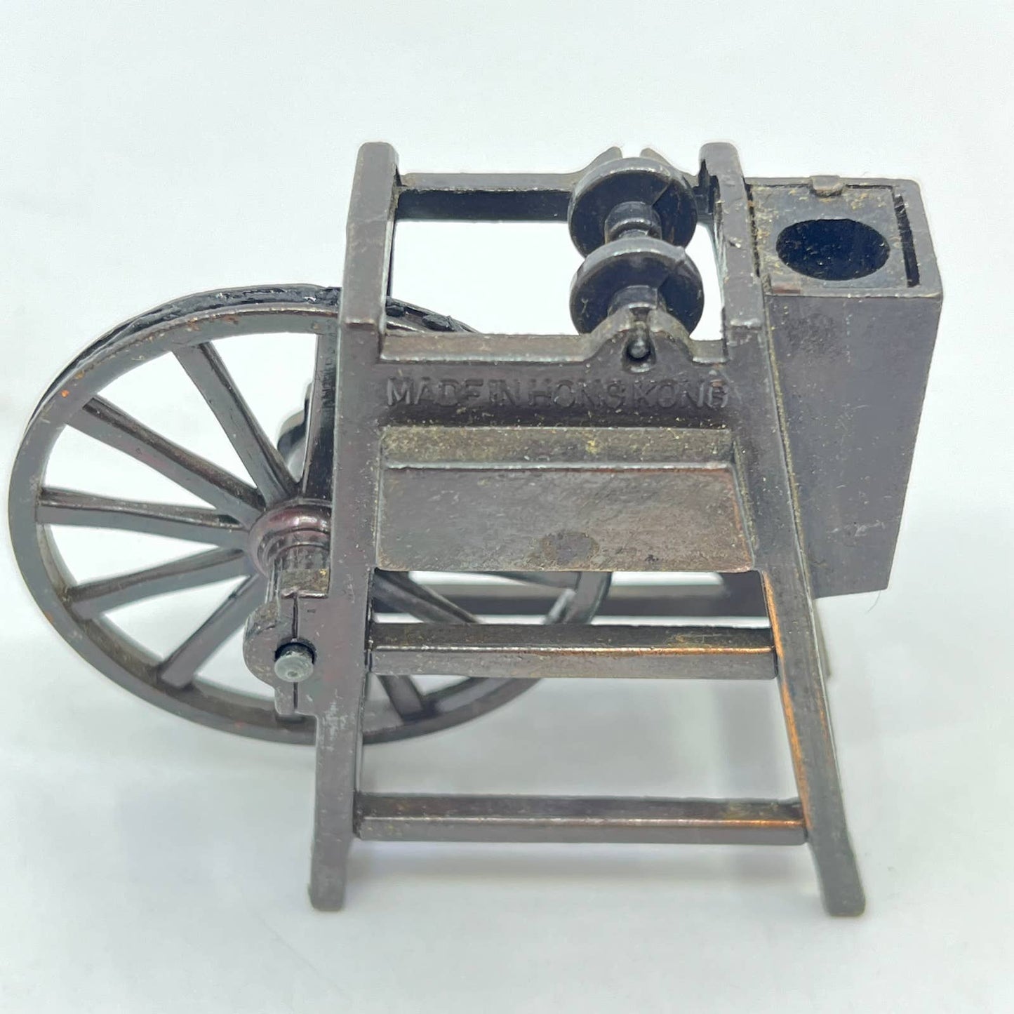 1960s Spinning Wheel Die Cast Pencil Sharpener w Box Dollhouse Miniature TF6