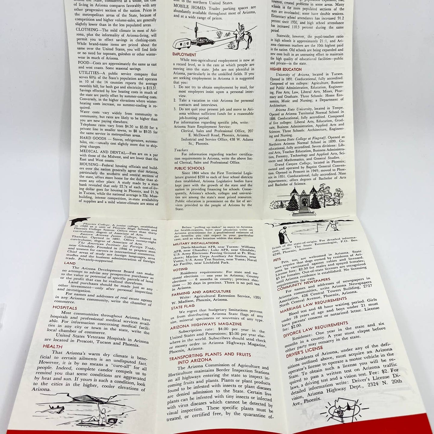 1950s Facts About Living In Arizona Brochure Fold Out SC9