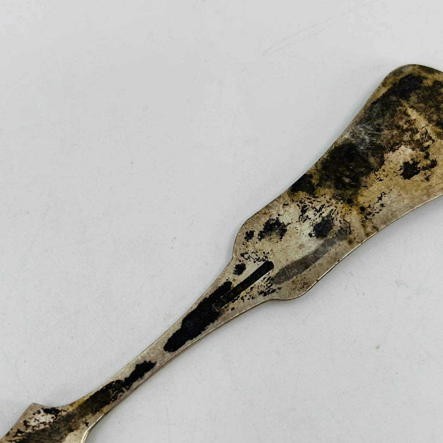 1840s E&D Kinsey Fiddle Coin Silver Tablespoon Monogram M.E.H. SB7