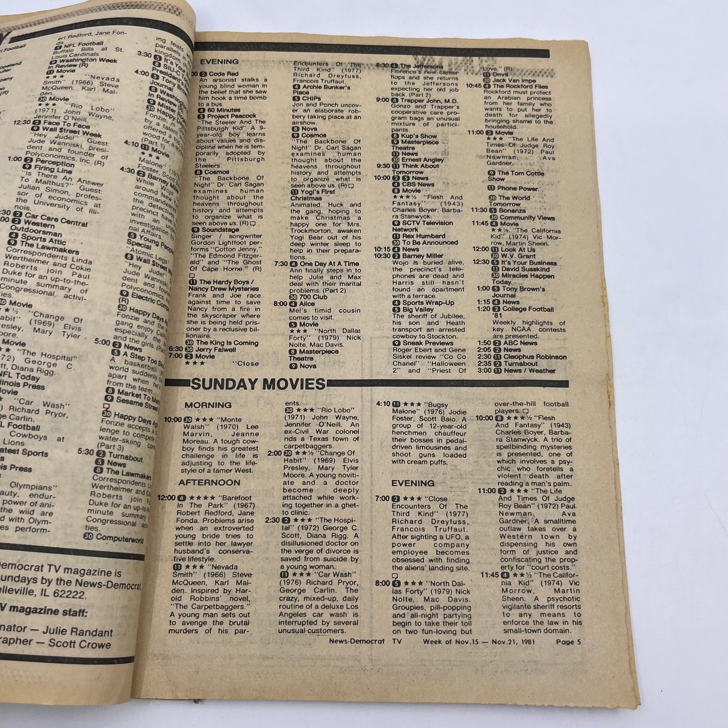 1981 Nov 15 Bellville IL News-Democrat TV Listings Magazine Father Murphy L4-1