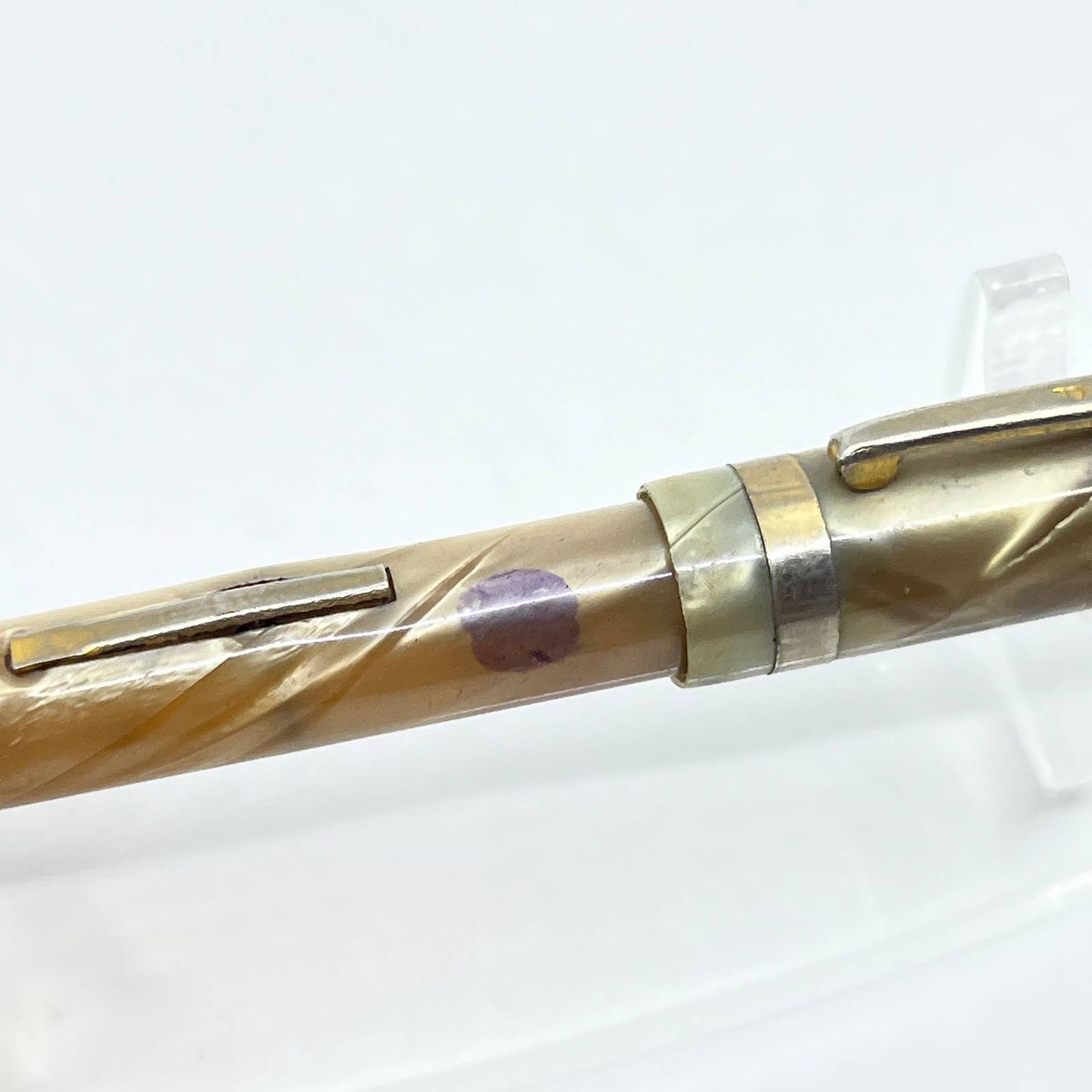 Vtg Welsharp Celluloid Marble Fountain Pen w Iridium 14k Nib SD7