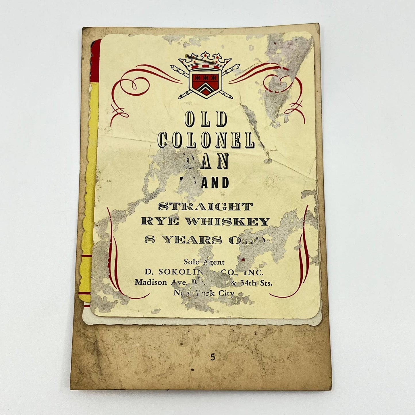 Old Colonel Dan Whiskey Label Set of 3 D. Sokolin Co. Madison Ave New York City