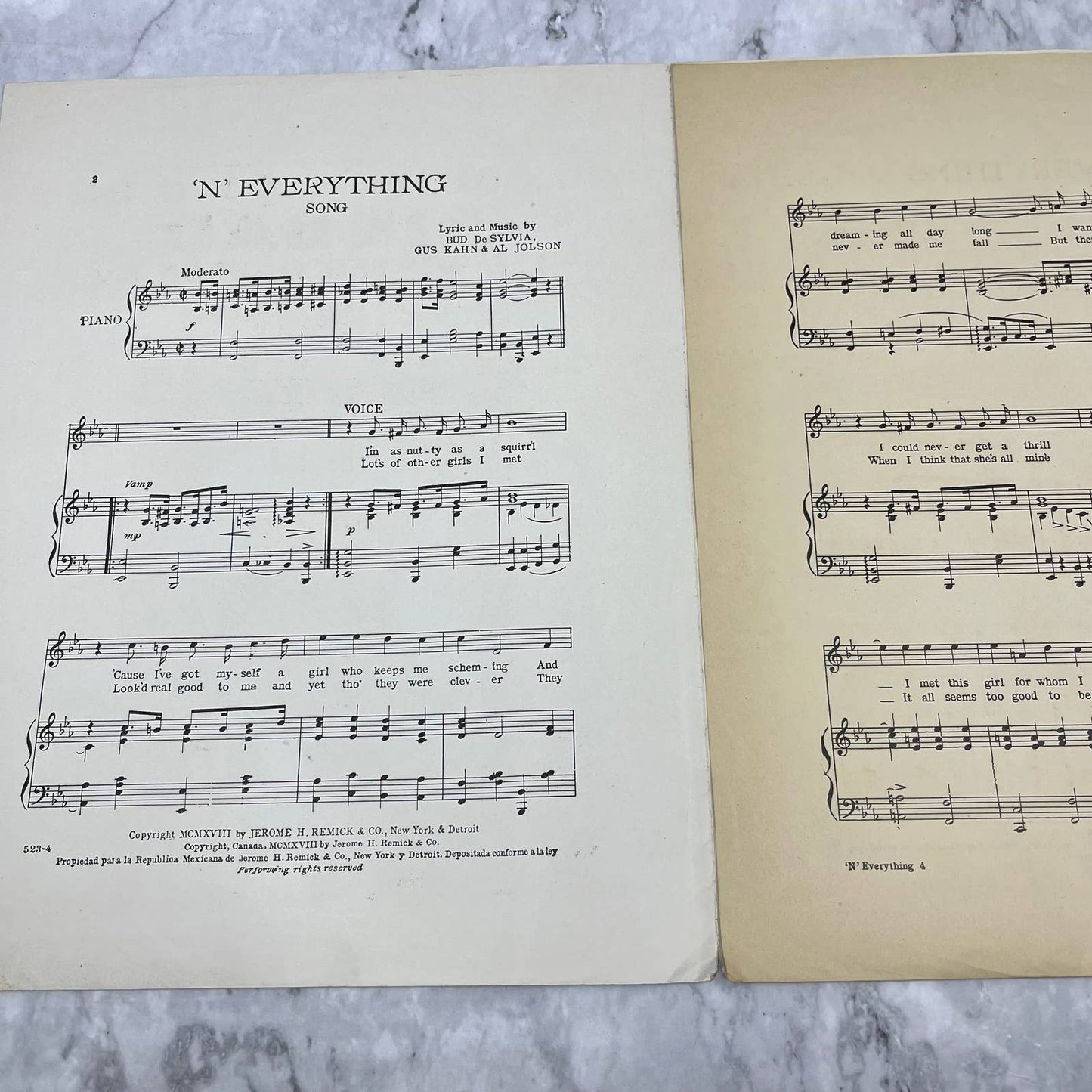 1918 N' Everything Al Jolson's Song Hits in Sinbad at Winter Garden Shubert TJ4