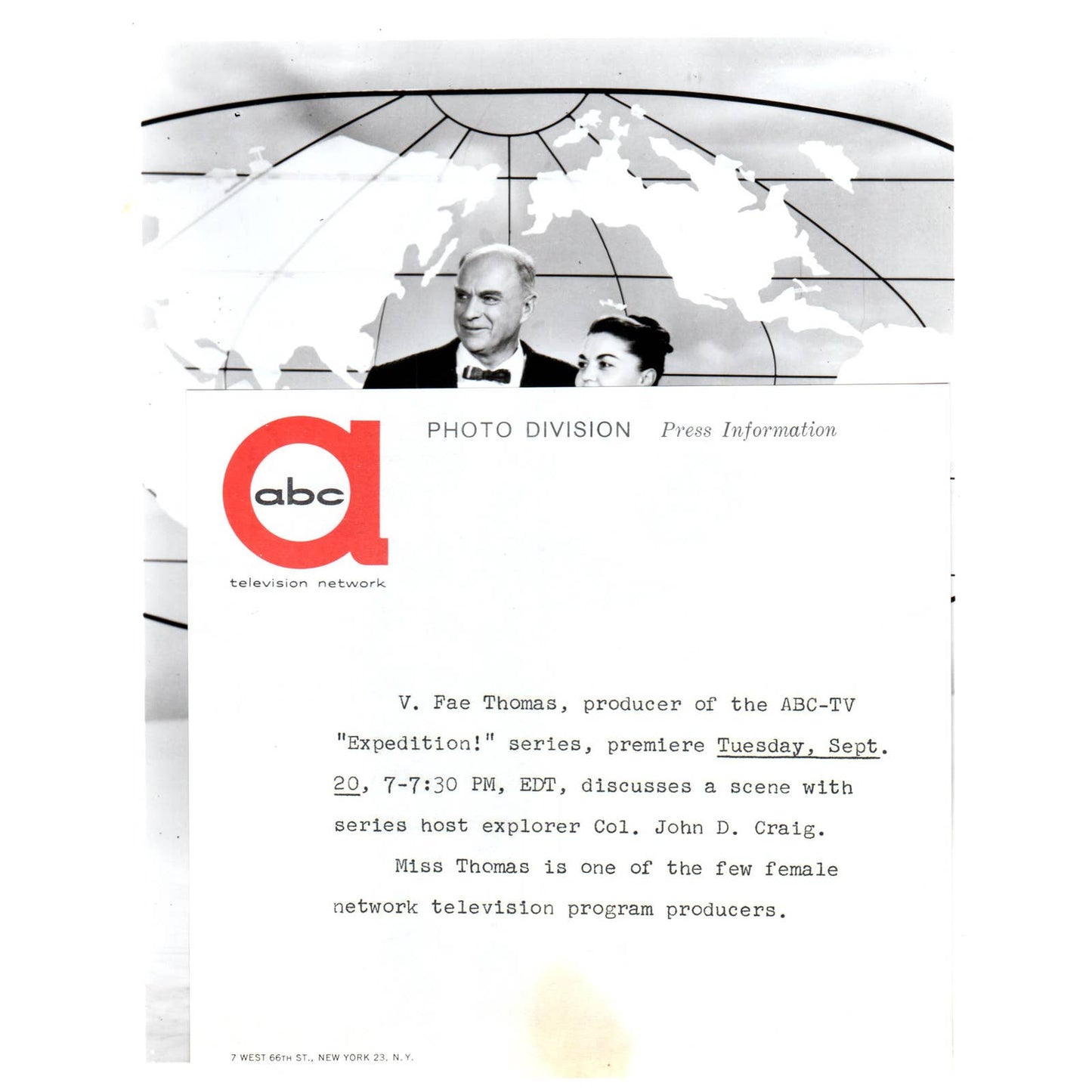 c1960 Press Photo V. Fae Thomas and Col. John D. Craig Expedition! ABC TJ7-1