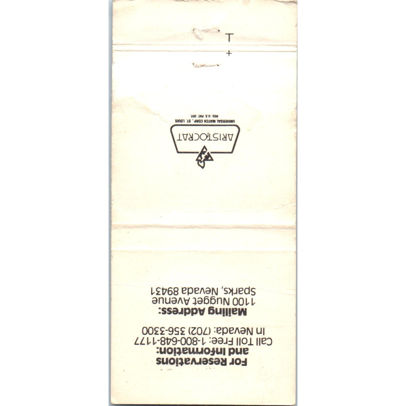 John Ascuaga's Nugget Hotel Casino Reno NV Advertising Matchbook Cover MM10-3
