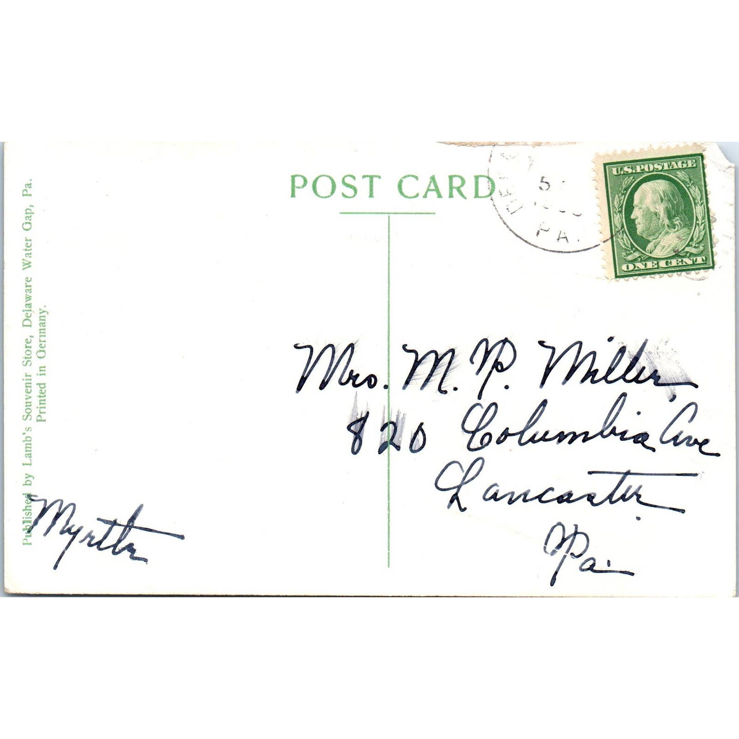 Antique Postcard Twilight View, Delaware Water Gap PA TD8-P2