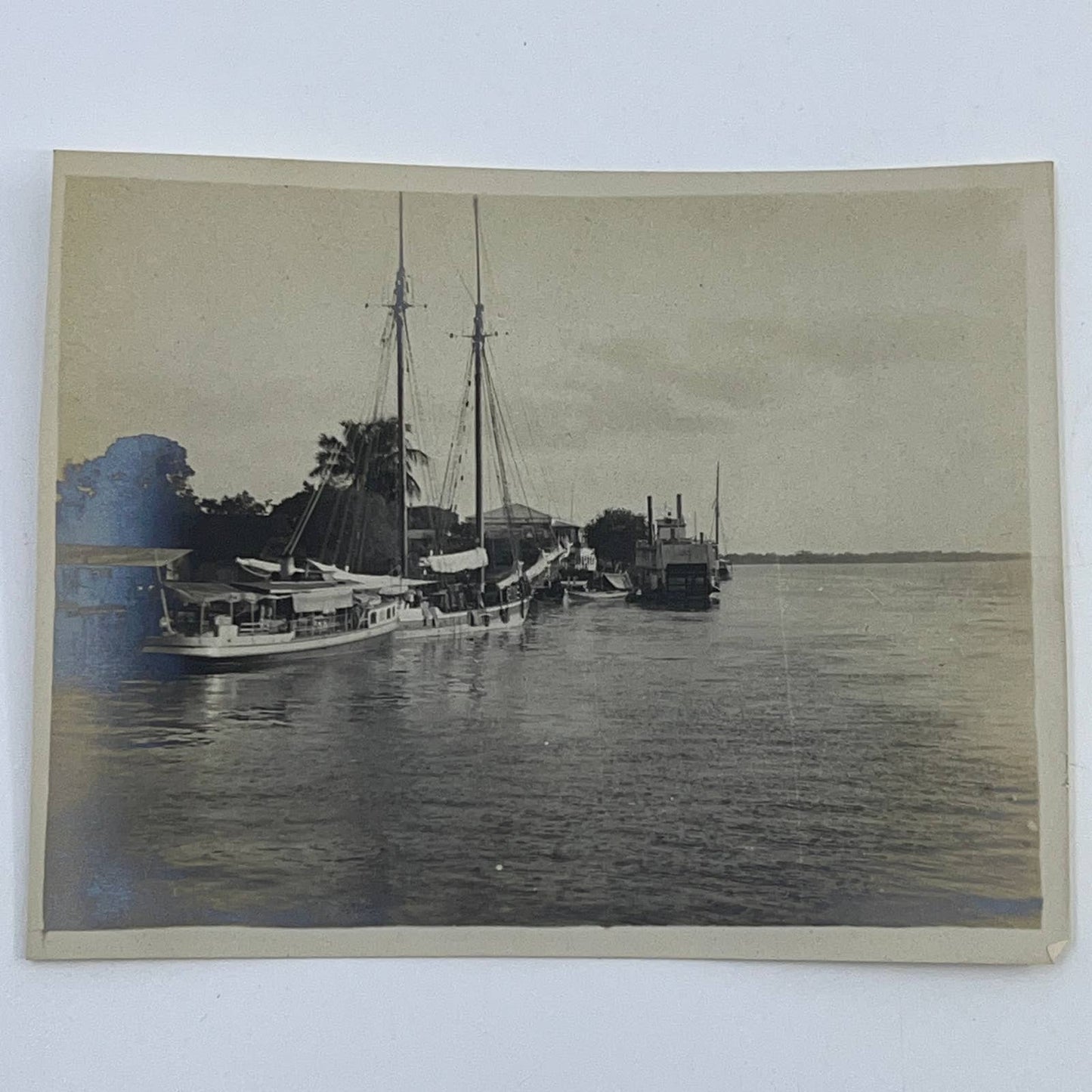 1903 Original Photo Boat Approaching Dick & Custom House From Sea Frontera AC7