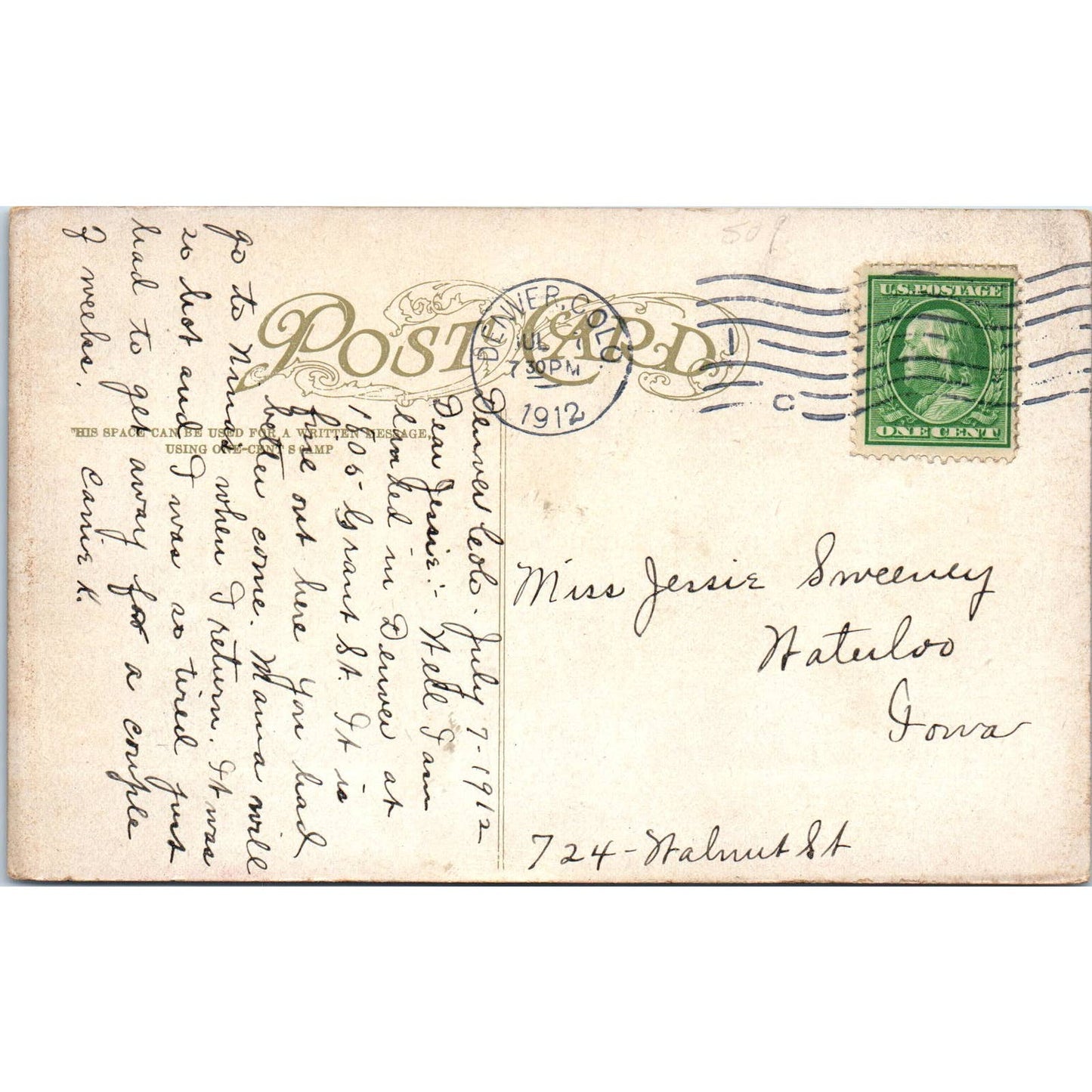 Old Ladies' Home 1912 Denver Colorado Original Postcard TK1-29