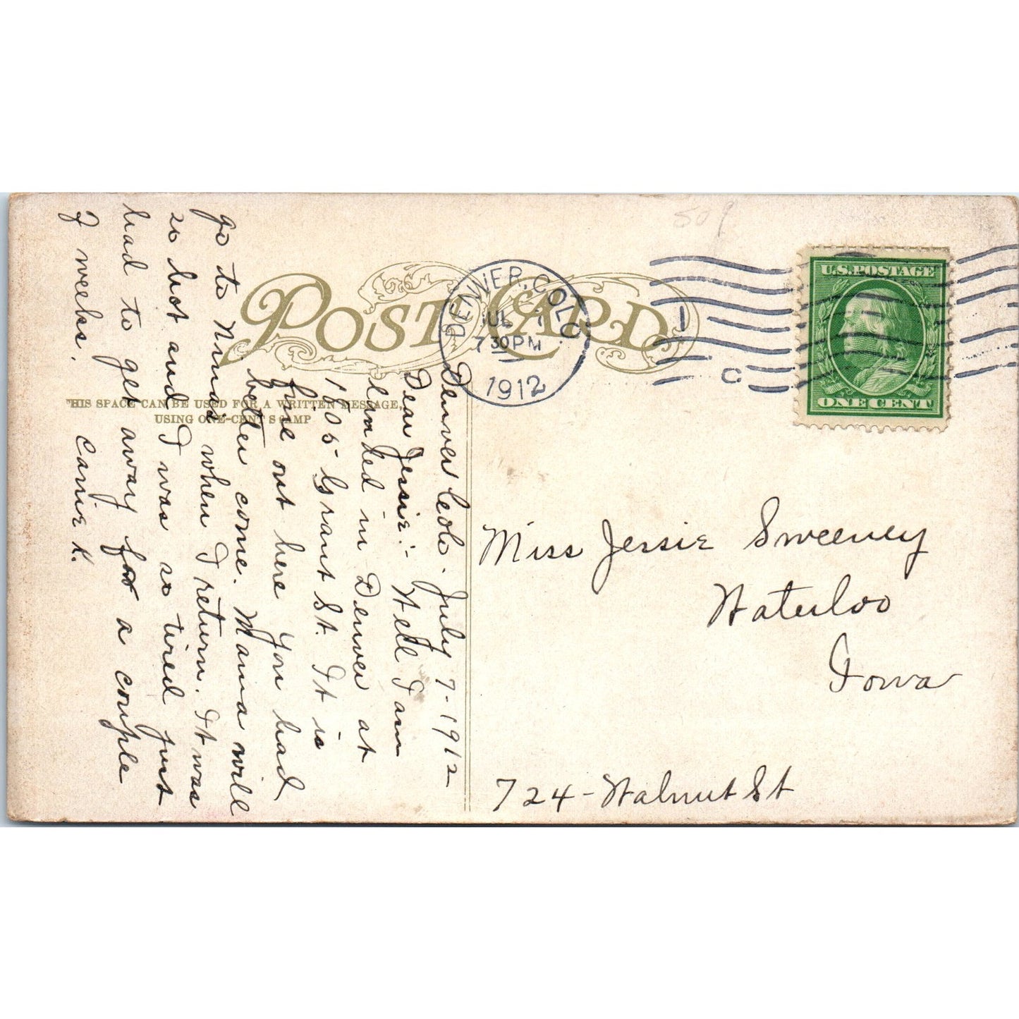 Old Ladies' Home 1912 Denver Colorado Original Postcard P1-11