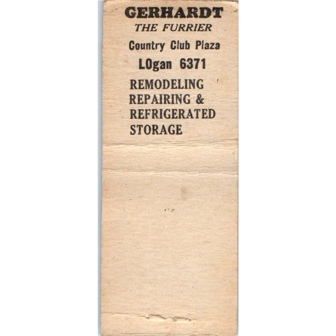 Gerhardt The Furrier Kansas City MO Advertising Matchbook Cover SA9-M5
