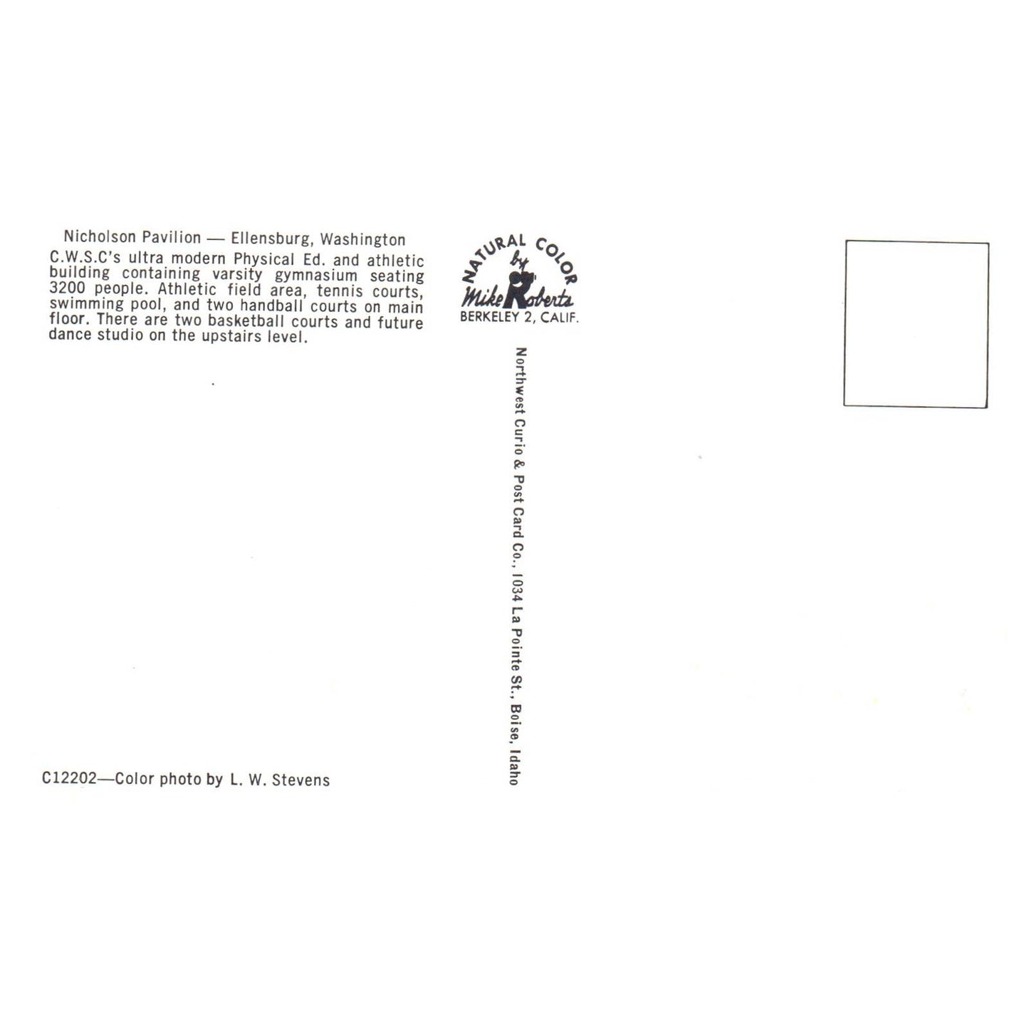 Vintage Postcard - Nicholson Pavilion Ellensburg Washington AD9