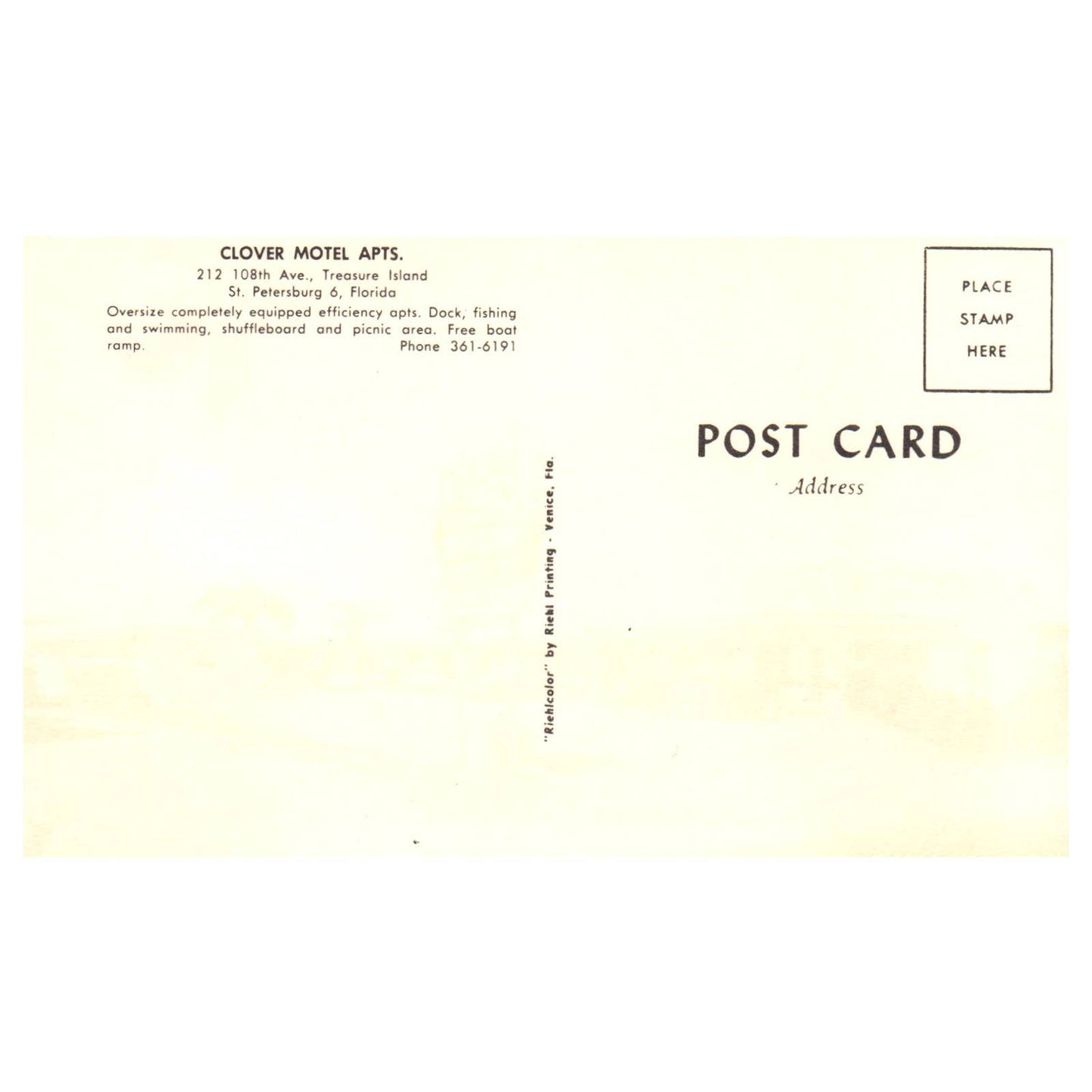Vintage Postcard - Clover Motel Apartments St. Petersburg Florida TJ6-1