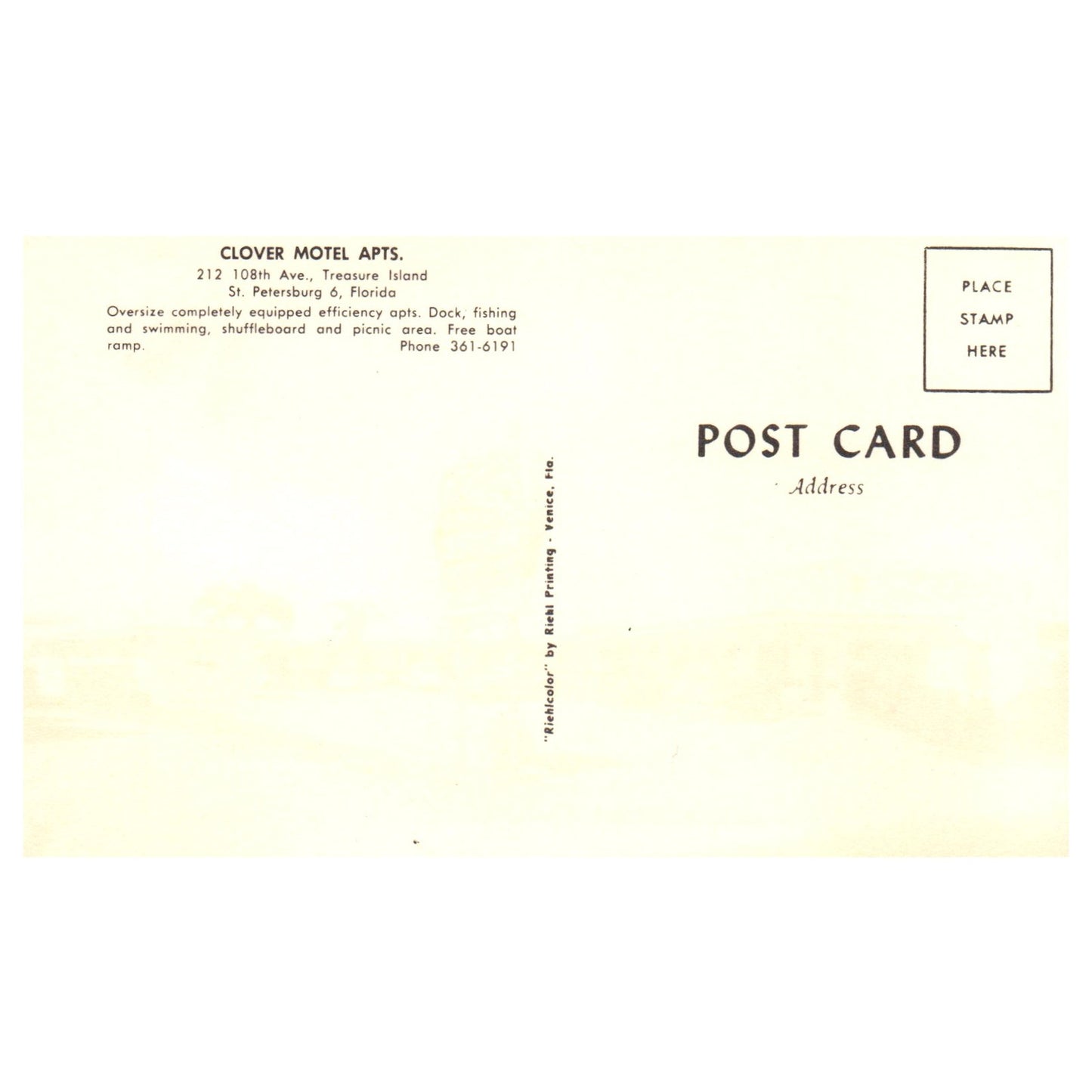 Vintage Postcard - Clover Motel Apartments St. Petersburg Florida P4-6