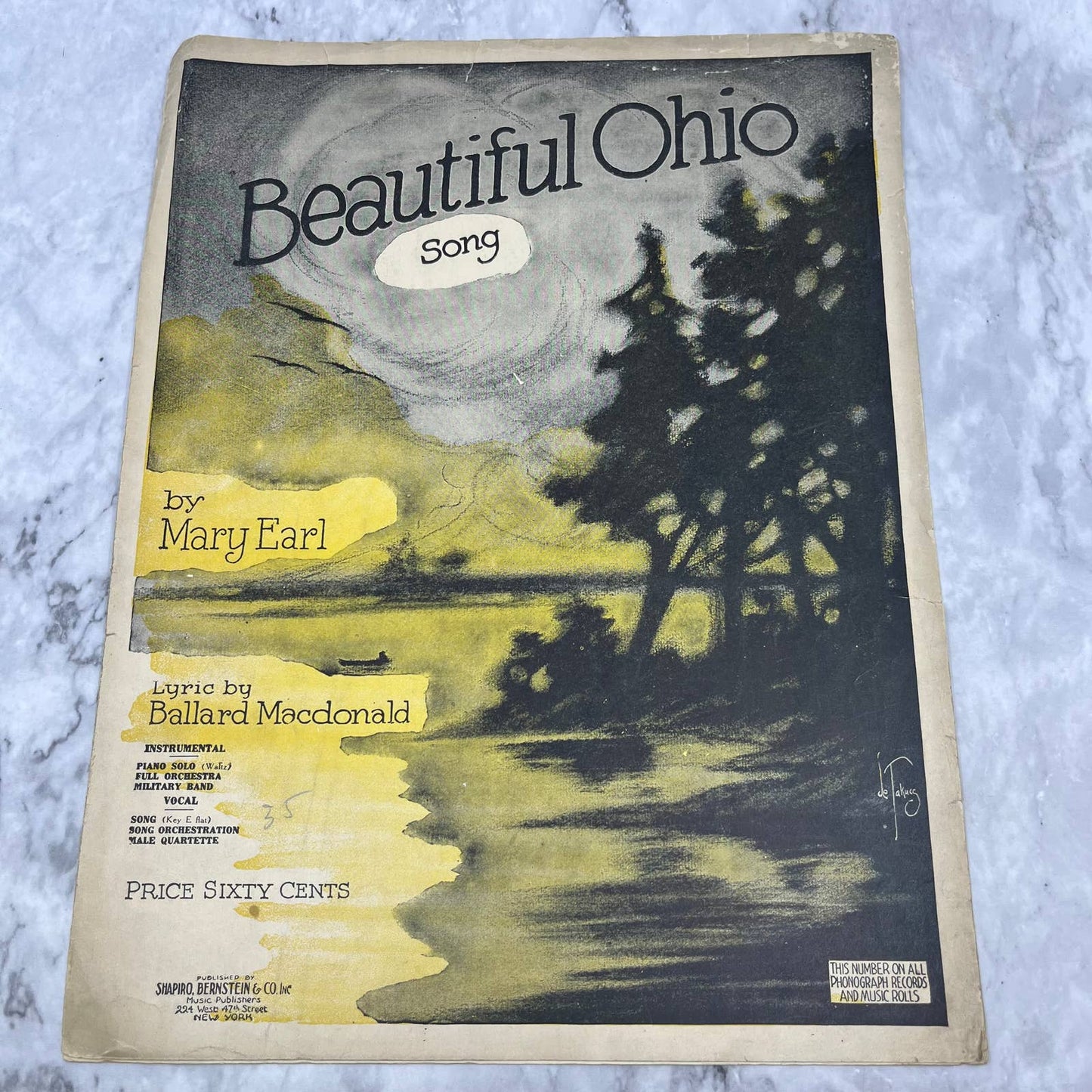 Beautiful Ohio Sheet Music Mary Earl Ballard MacDonald - State Song 1918 TI1