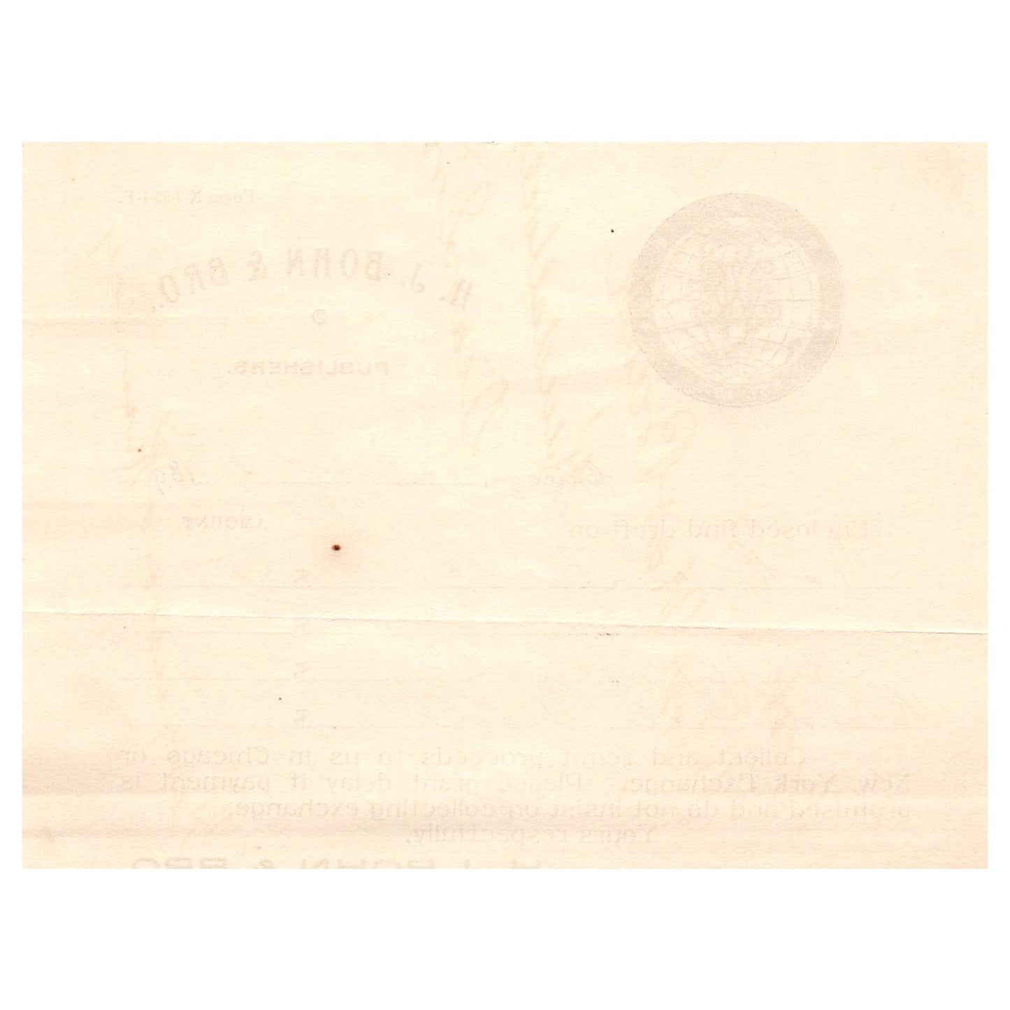 1894 H.J. Bohn & Bro. Publishers Draft Memo Chicago IL AD8