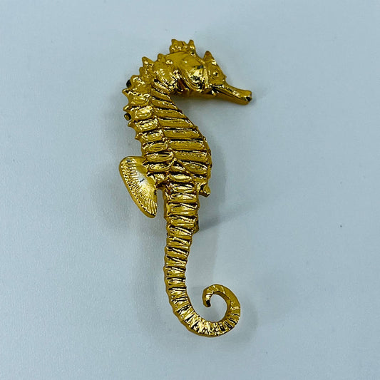 Vintage MCM Mod Seahorse Brooch Gold Tone Made in France SA6
