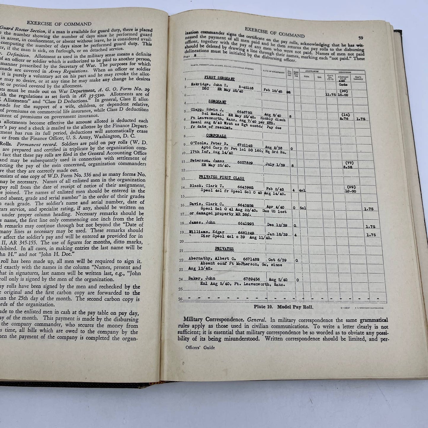 1941 The Officers' Guide 4th Ed. WWII Book. Military Service Publishing TI5