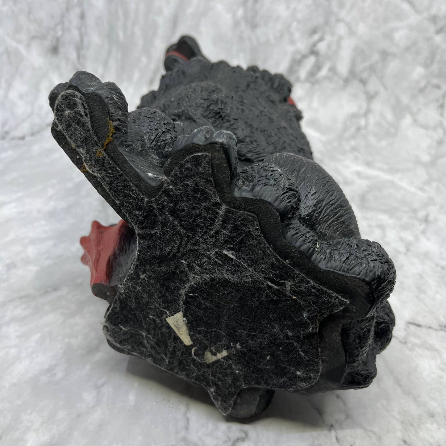 Vintage LARGE Black Poodle Statue With Red Beret and Earrings Cast Resin 11" TJ2