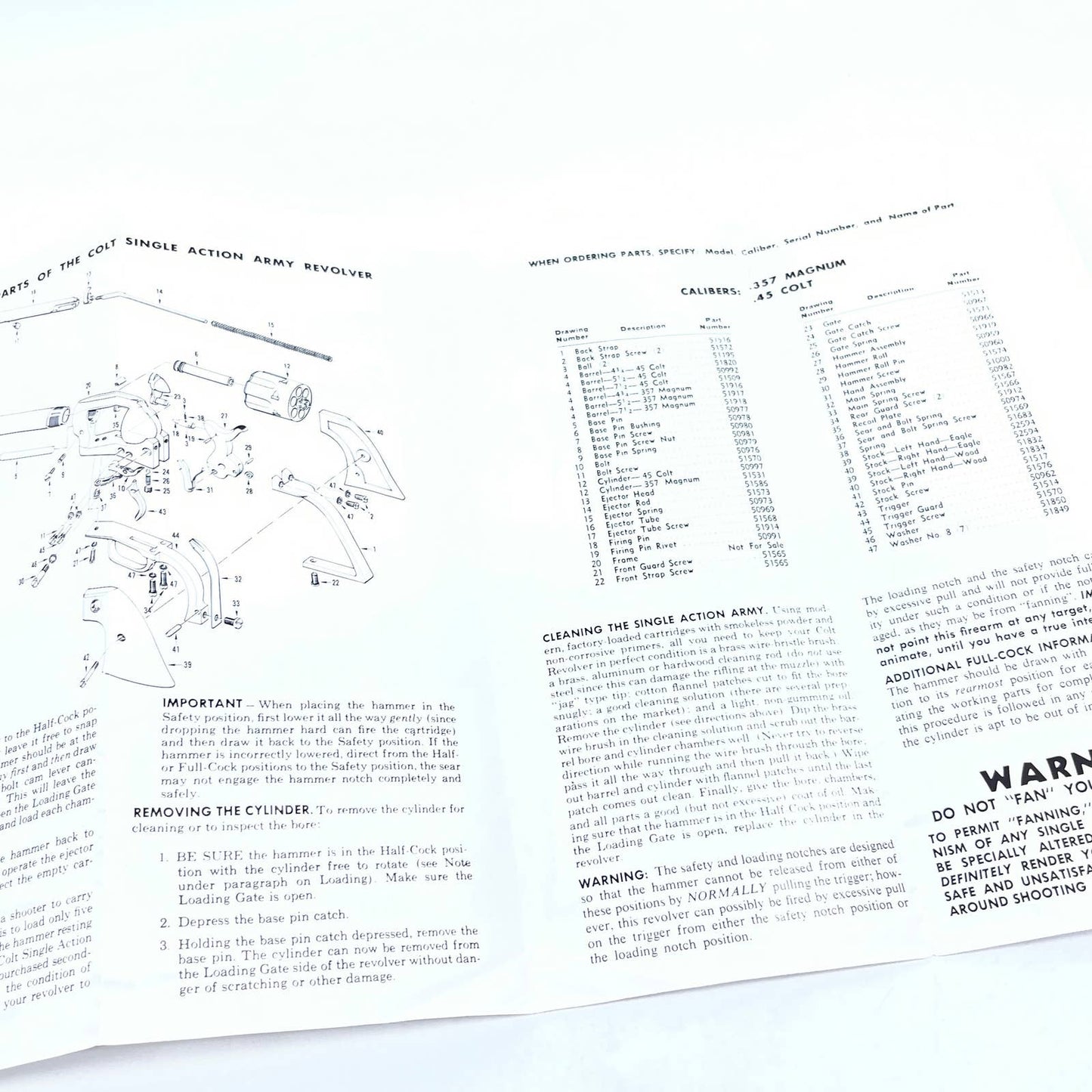 Vintage Colt Single Action Army Revolver Brochure Loading Firing Care AC1