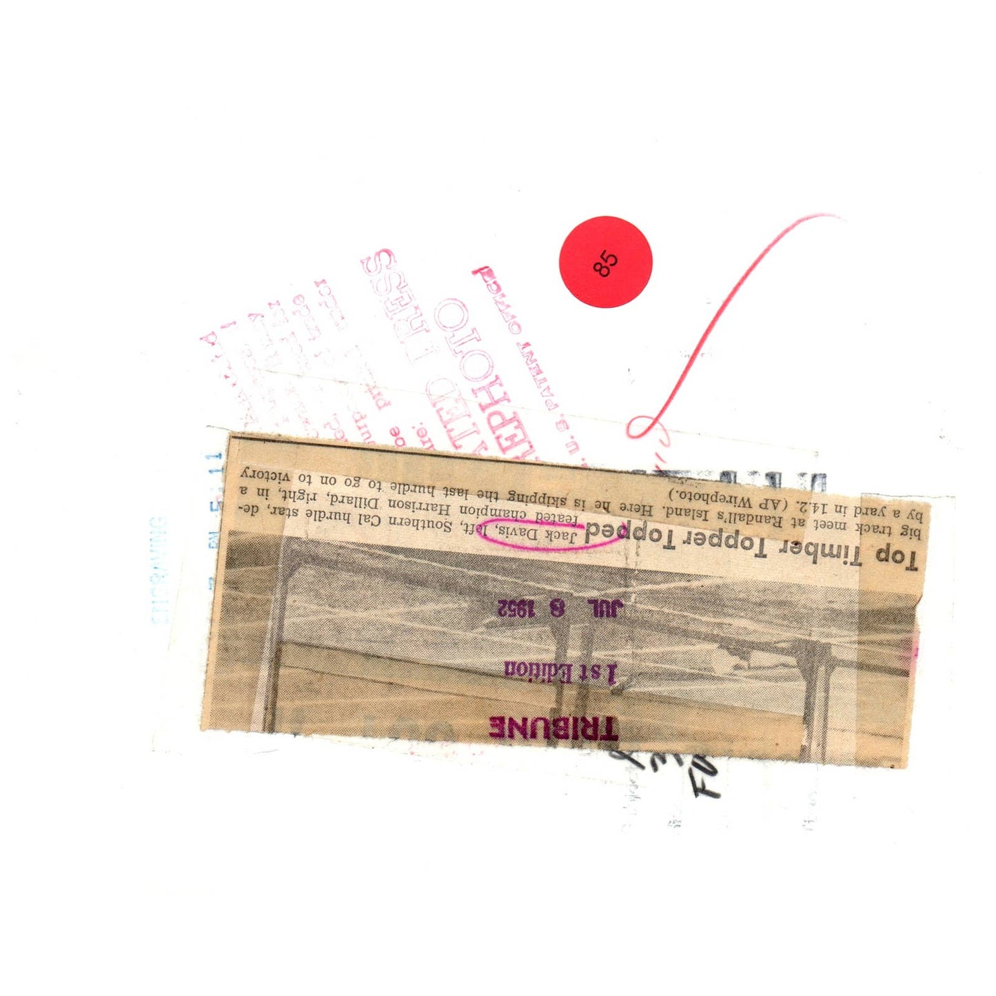 1952 Original Press Photo Track and Field Hurdles Jack Davis So Cal ~6x8" AD2