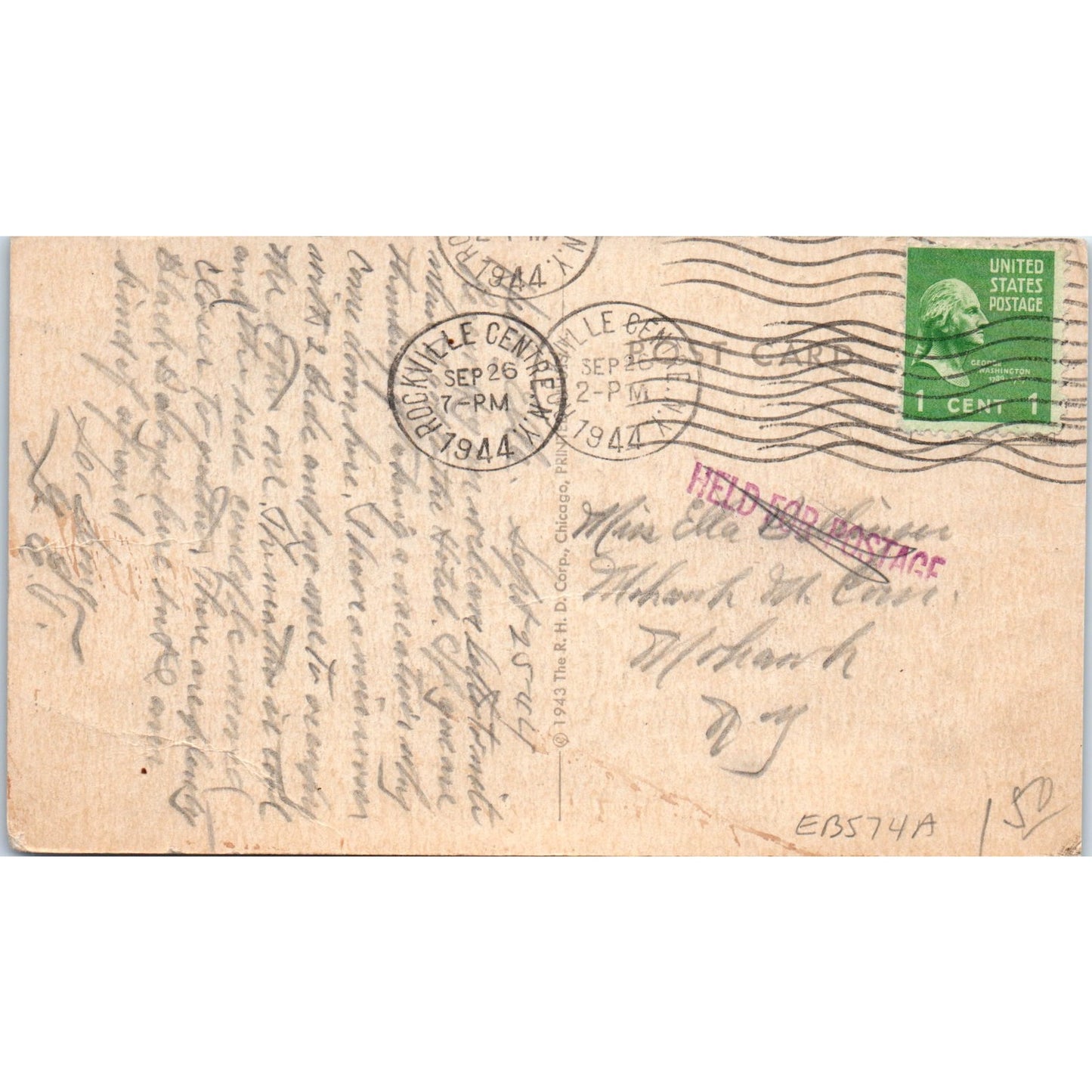 1943 WW2 R.H.D. Corp U.S. Army Comic Original Postcard P1-13-2