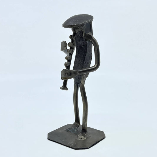 Vintage Jazz Clarinet Player Metal Sculpture Railroad Spike Art 6" TC8