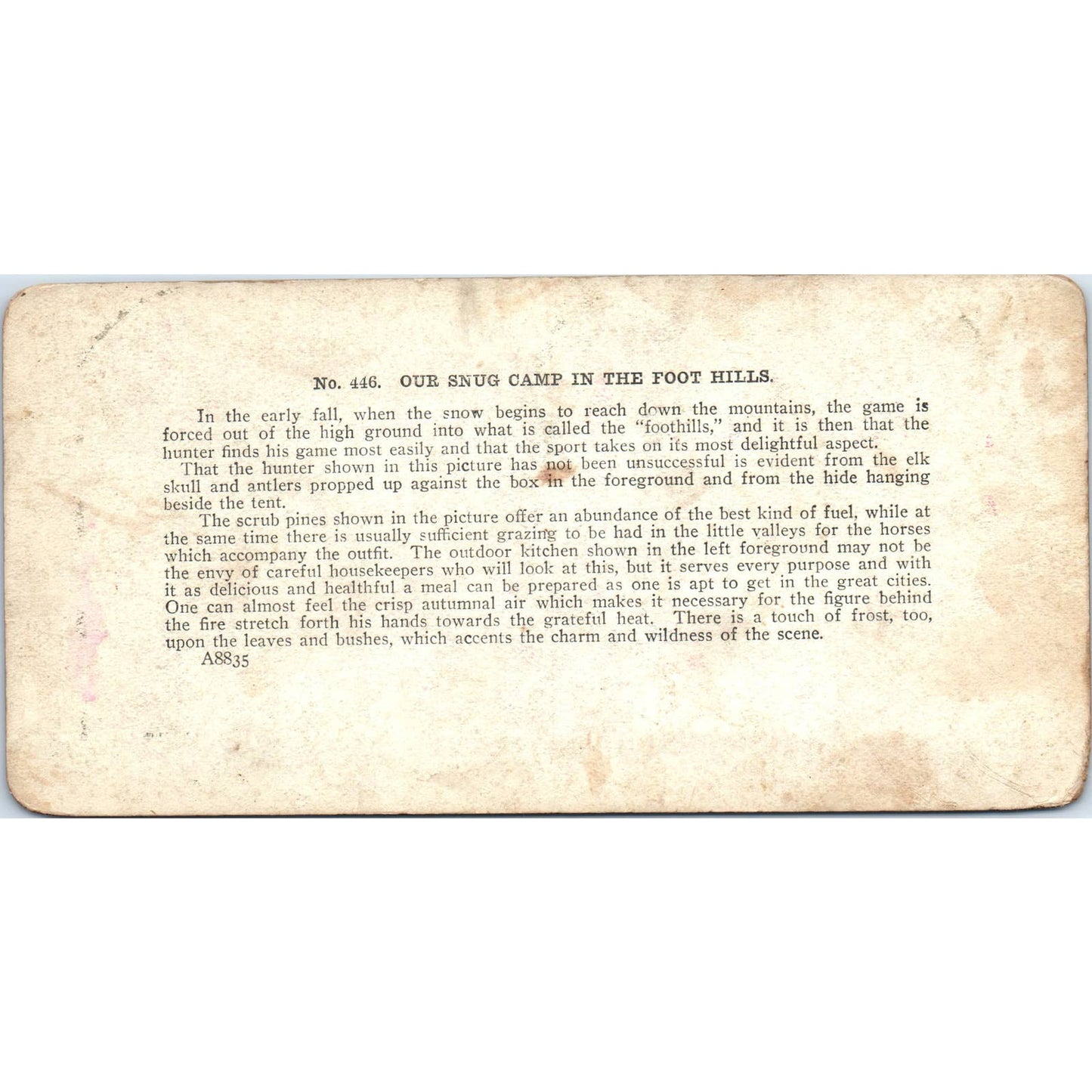 Victorian Snug Camp in the Foothills - Antique Stereoview Card TJ1-C1