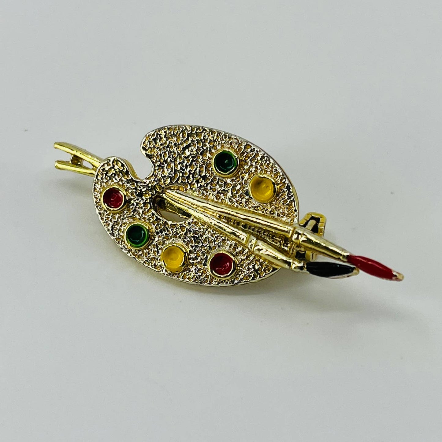 Vintage Gerry’s Artist’s Paint Palette & Brushes Brooch Gold Tone 1 1/2” SA6