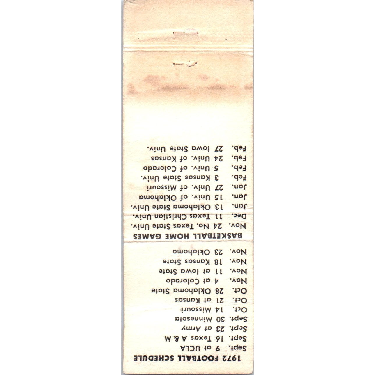 1971-72 Nebraska National Champions Touhy NE Advertising Matchbook Cover MM9-9