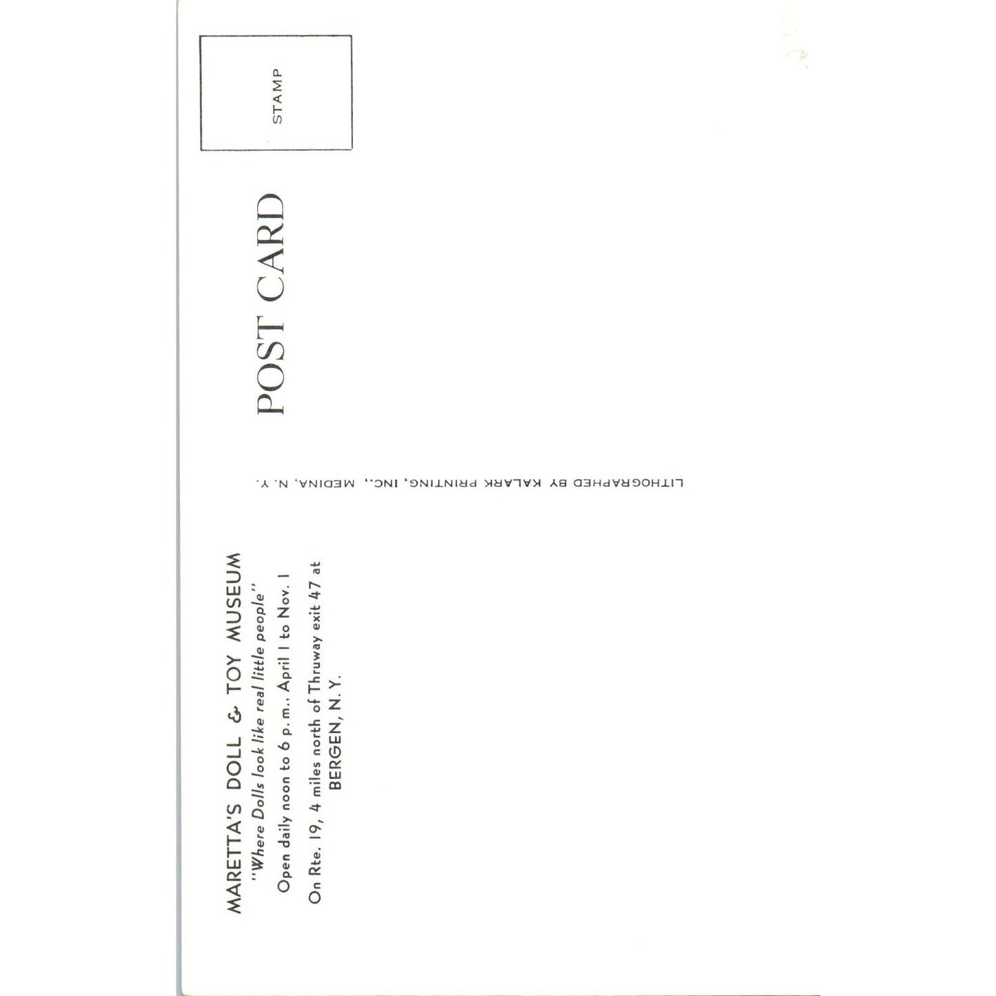 Wax Portrait Doll - Maretta's Doll & Toy Museum Bergen NY Original Postcard PB8