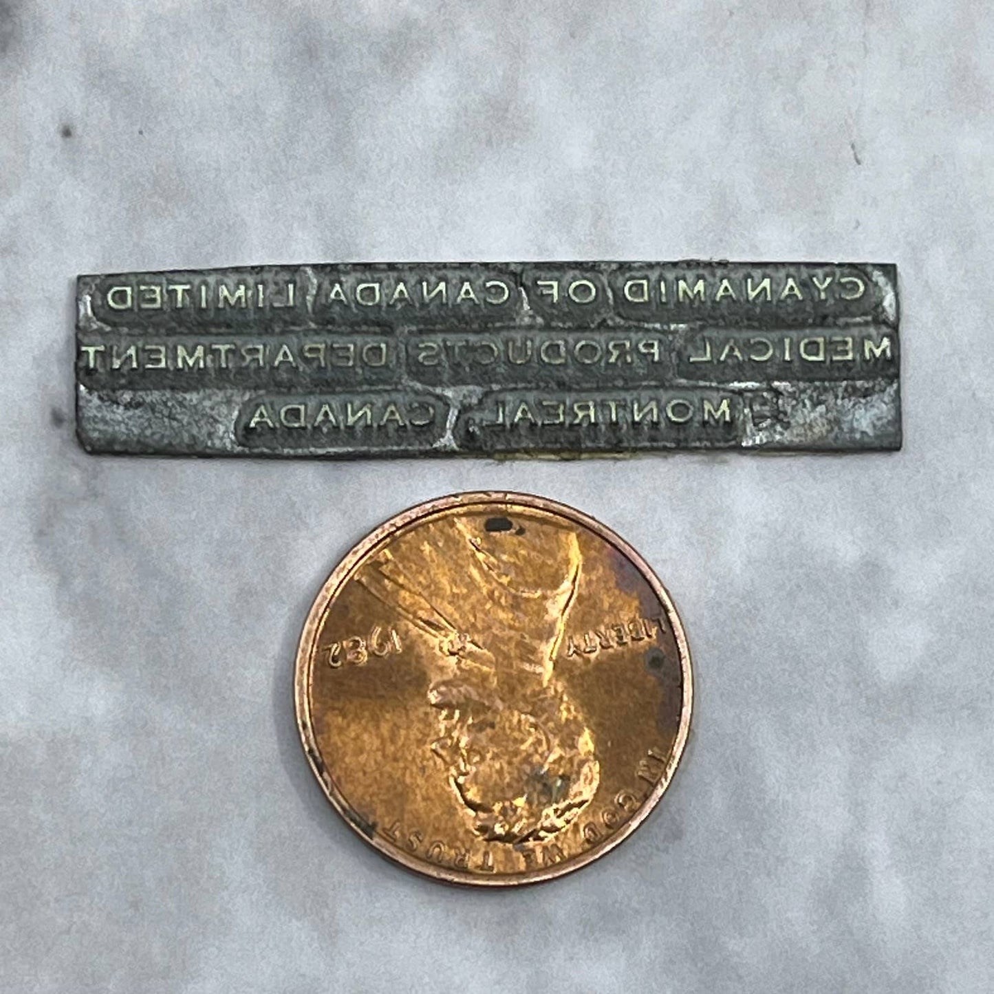 Vintage Letterpress Printers Block Plate Cyanamid of Canada Montreal SE836